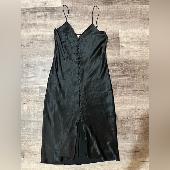 CAMI NYC Cressida Button-Front Silk Slip Dress in Black - Picture 4 of 9